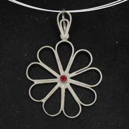 Handmade Silver Necklace Rosette