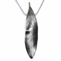 Handmade Silver Necklace Olive Leaf